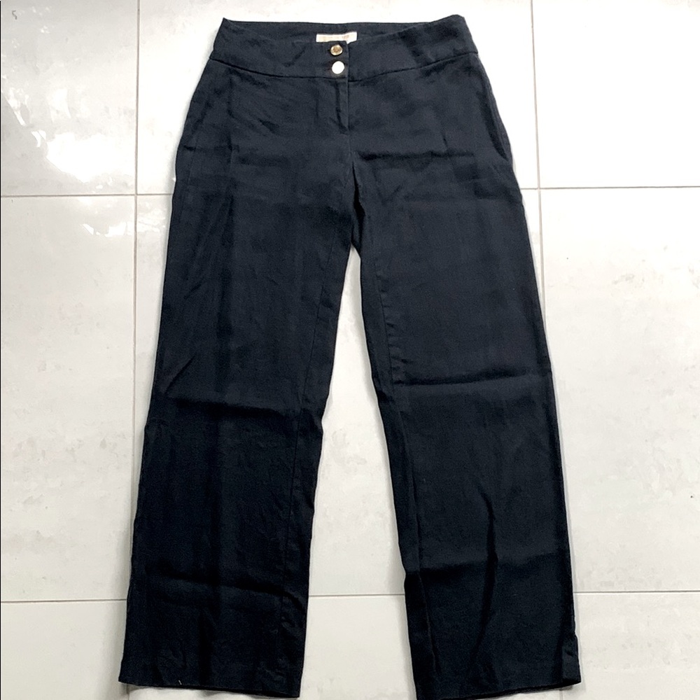 Michael Kors Navy Wide-Leg beach Pants size 2 100% linen